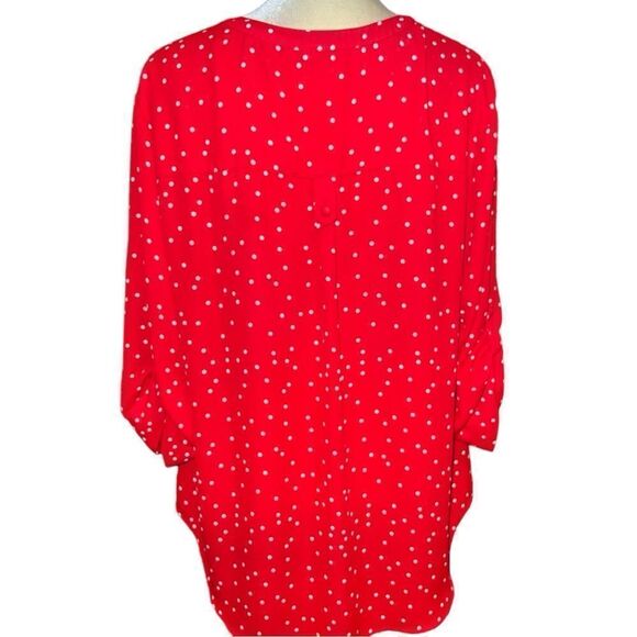 Torrid new pretty red blouse with tiny white polka dot design! - Picture 7 of 9